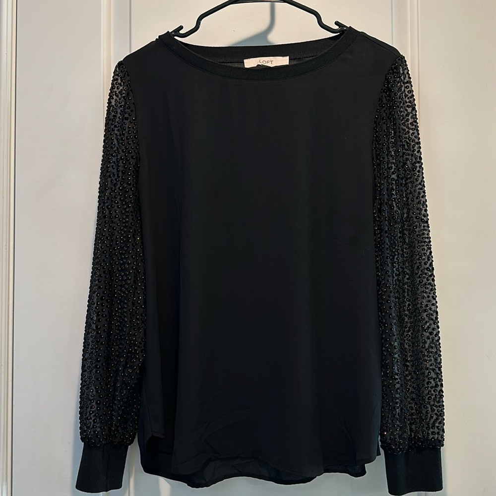 Loft Festive long sheer sleeve blouse